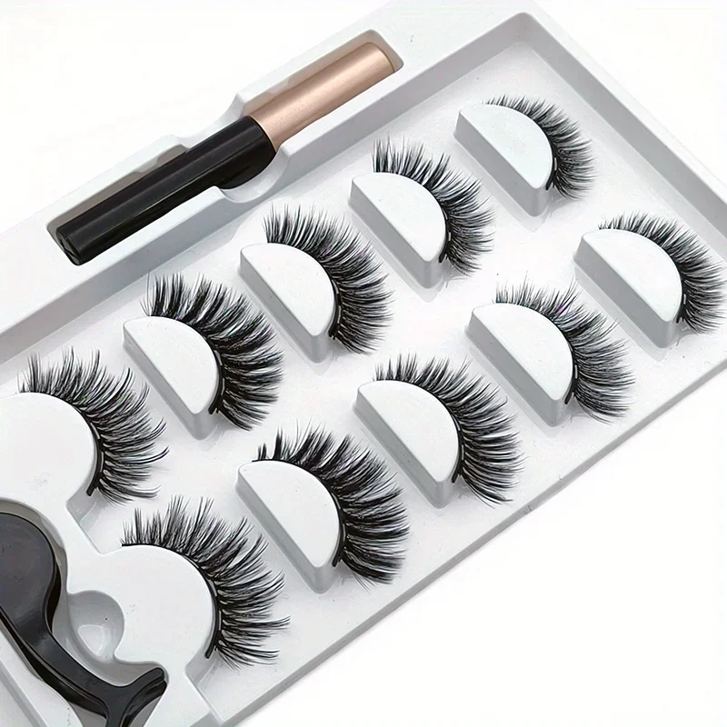 Eyelash Extension Uv Glue - 5 أزواج من الرموش Magnete مجموعة