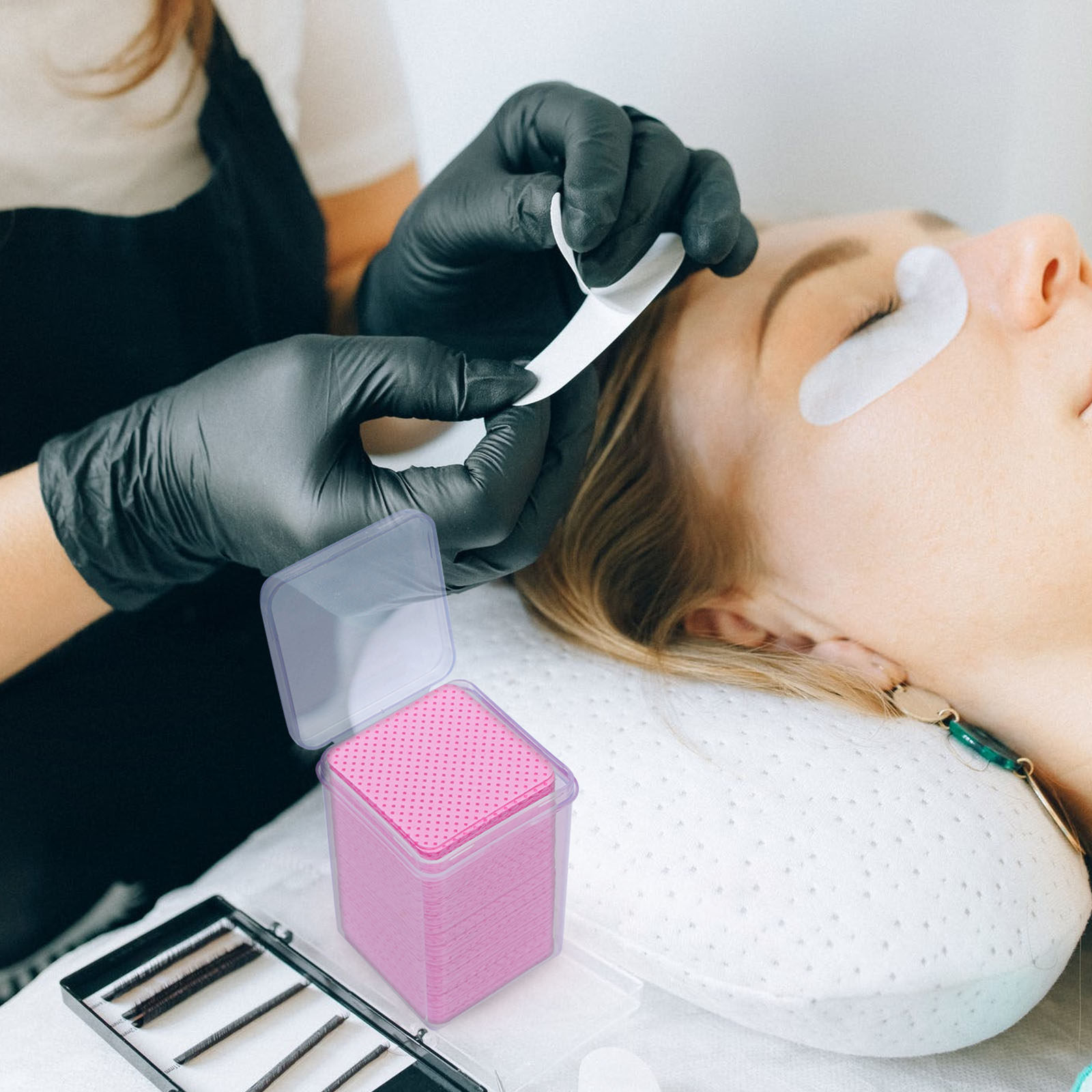 Eyelash Extension Glue - 600 قطعة مناديل قطنية للتنظيف، أداة