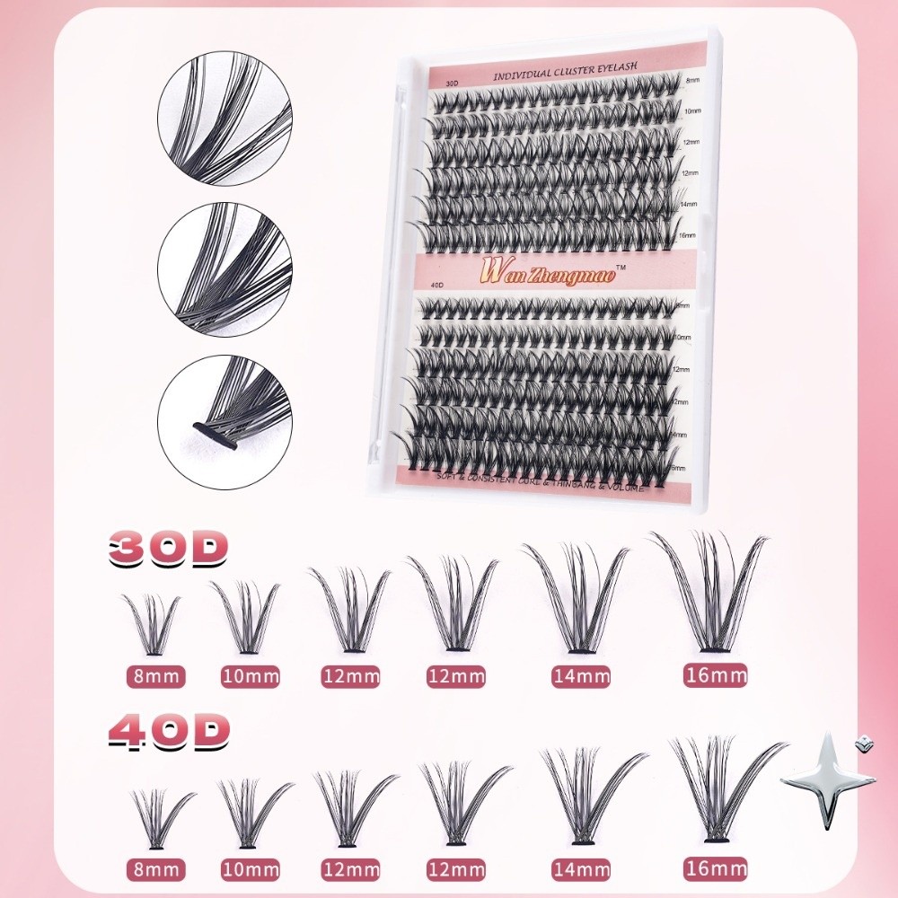 Eyelash Extension Wispy Look - رموش صناعية بطول 8-16 مم، طقم